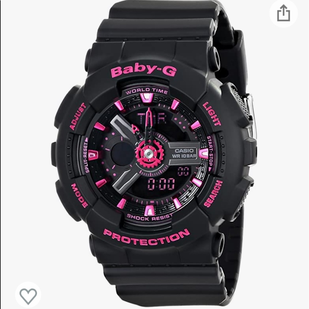 Casio Women's BA-111-1ACR Baby-G Analog-Digital Display Quartz Black Watch